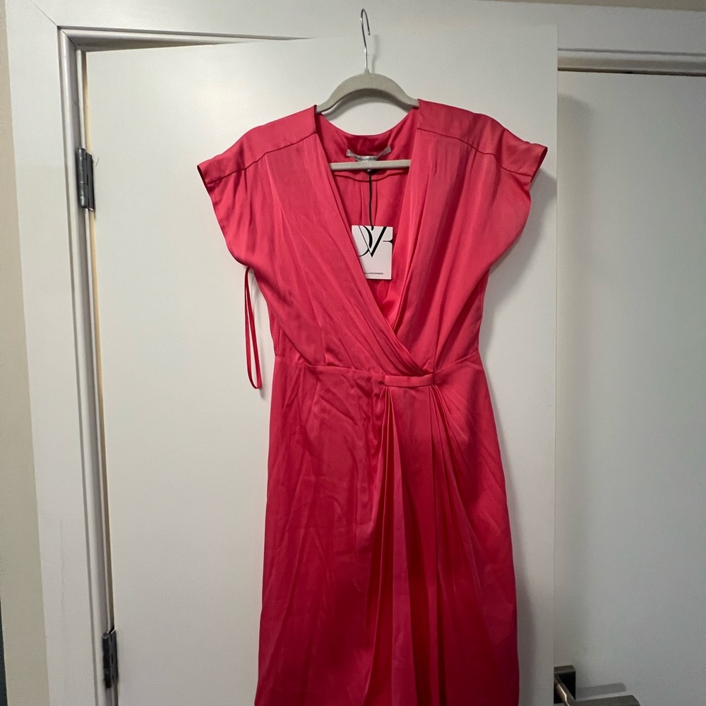 Diane Von Furstenberg Pink Midi Sundress with Dolman Sleeves